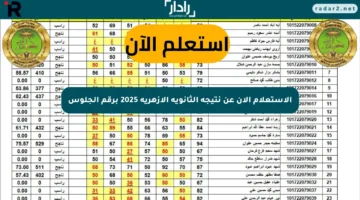 الاستعلام الآن عن نتيجة الثانوية الأزهرية 2025 برقم الجلوس